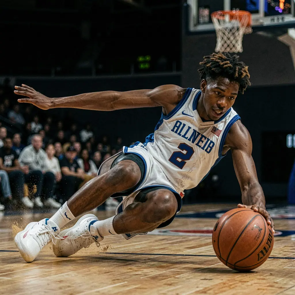 Dramatic slow motion basketball moment with a player diving for the ball capturing intense action and skill on BB65 sports betting in the Philippines
